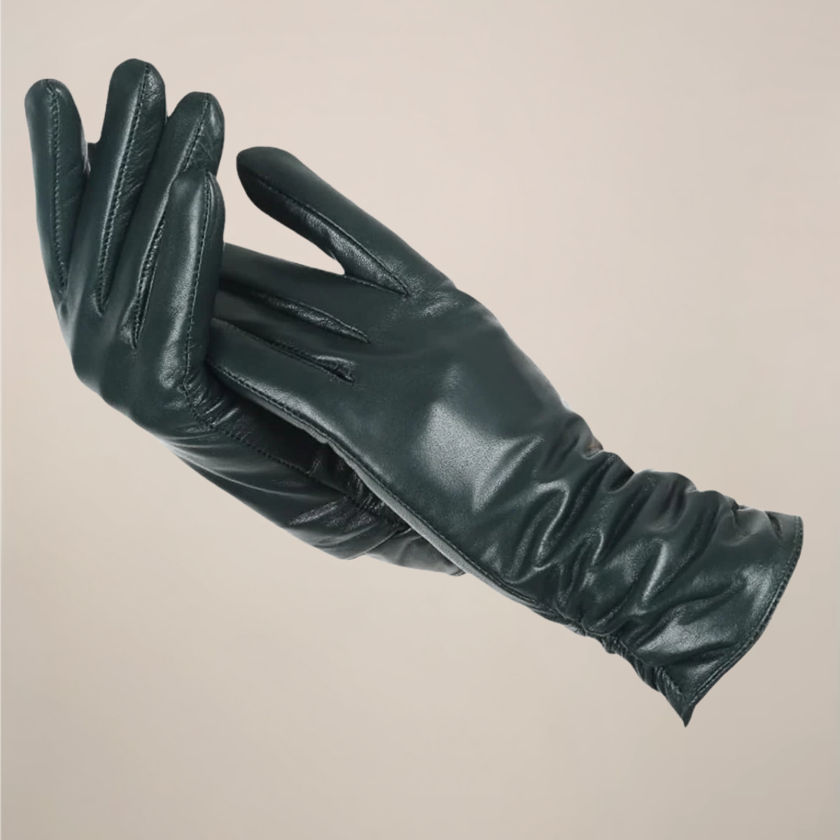 Classic Women's Gloves with Elegant Ruched Wrist Detail - Navenport