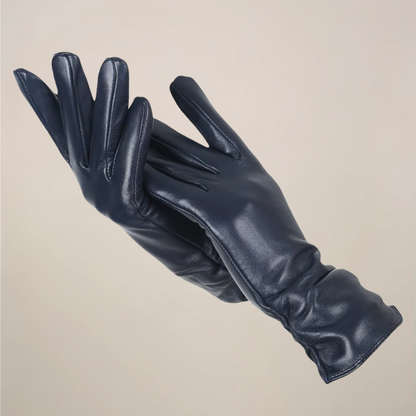 Classic Women's Gloves with Elegant Ruched Wrist Detail - Navenport