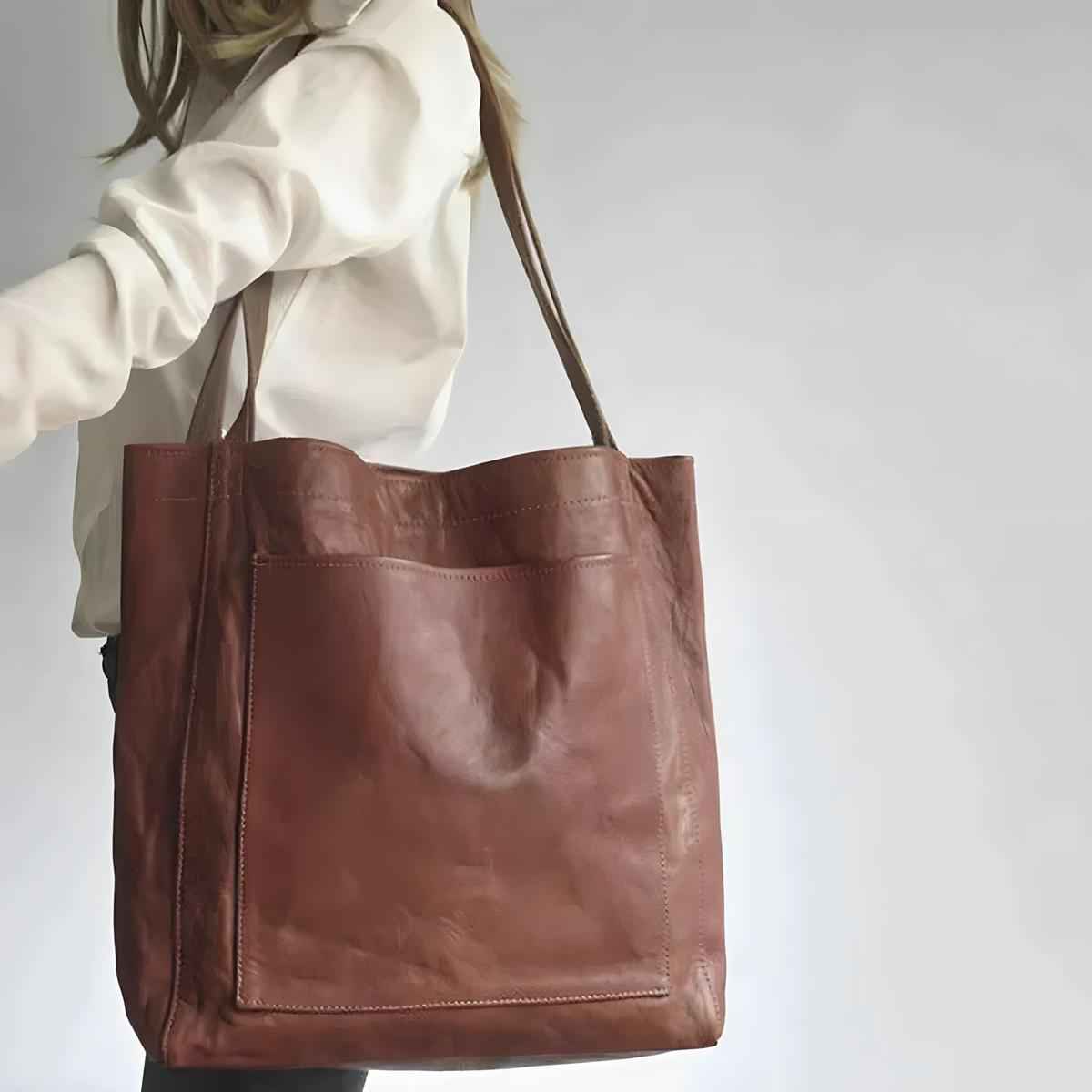 Women's Authentic Leather Handbag with Dual Straps
