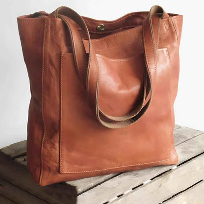 Women's Authentic Leather Handbag with Dual Straps