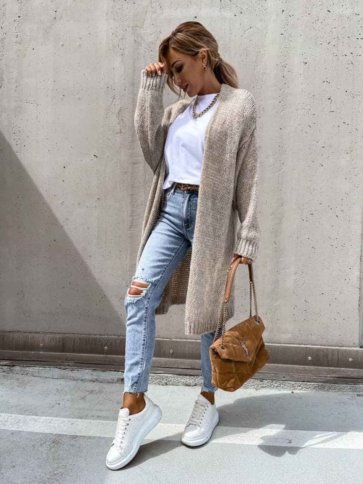 Long Sleeve Solid Knit Cardigan for Women