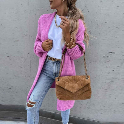 Long Sleeve Solid Knit Cardigan for Women