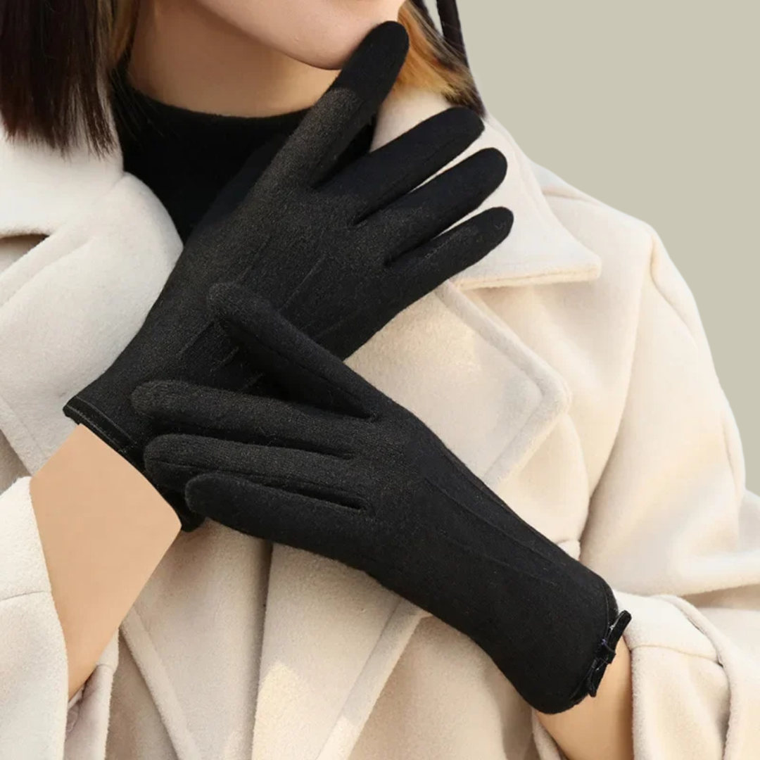 Chic Full-Finger Winter Gloves for Women with Stylish Bow Accent - Navenport