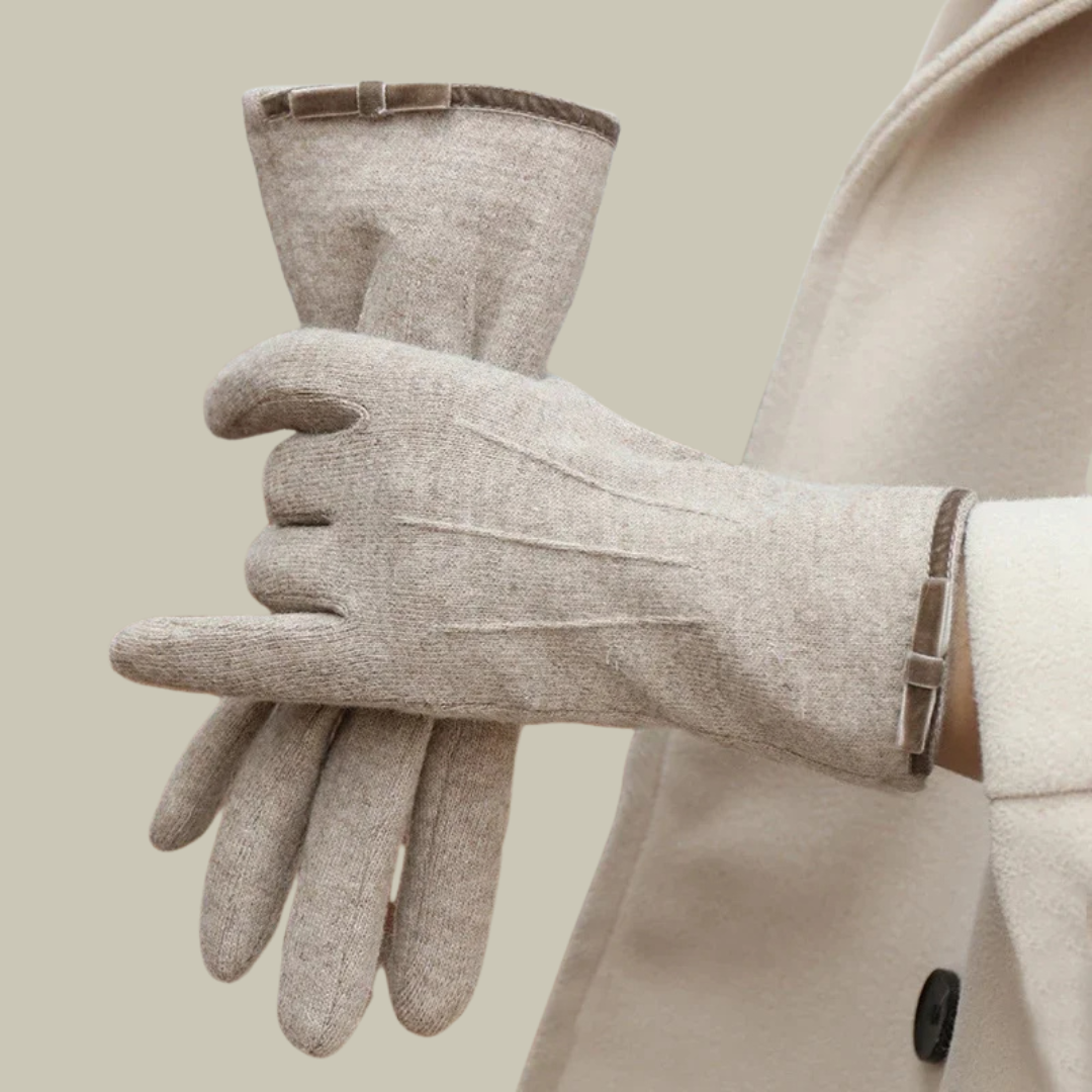 Chic Full-Finger Winter Gloves for Women with Stylish Bow Accent - Navenport