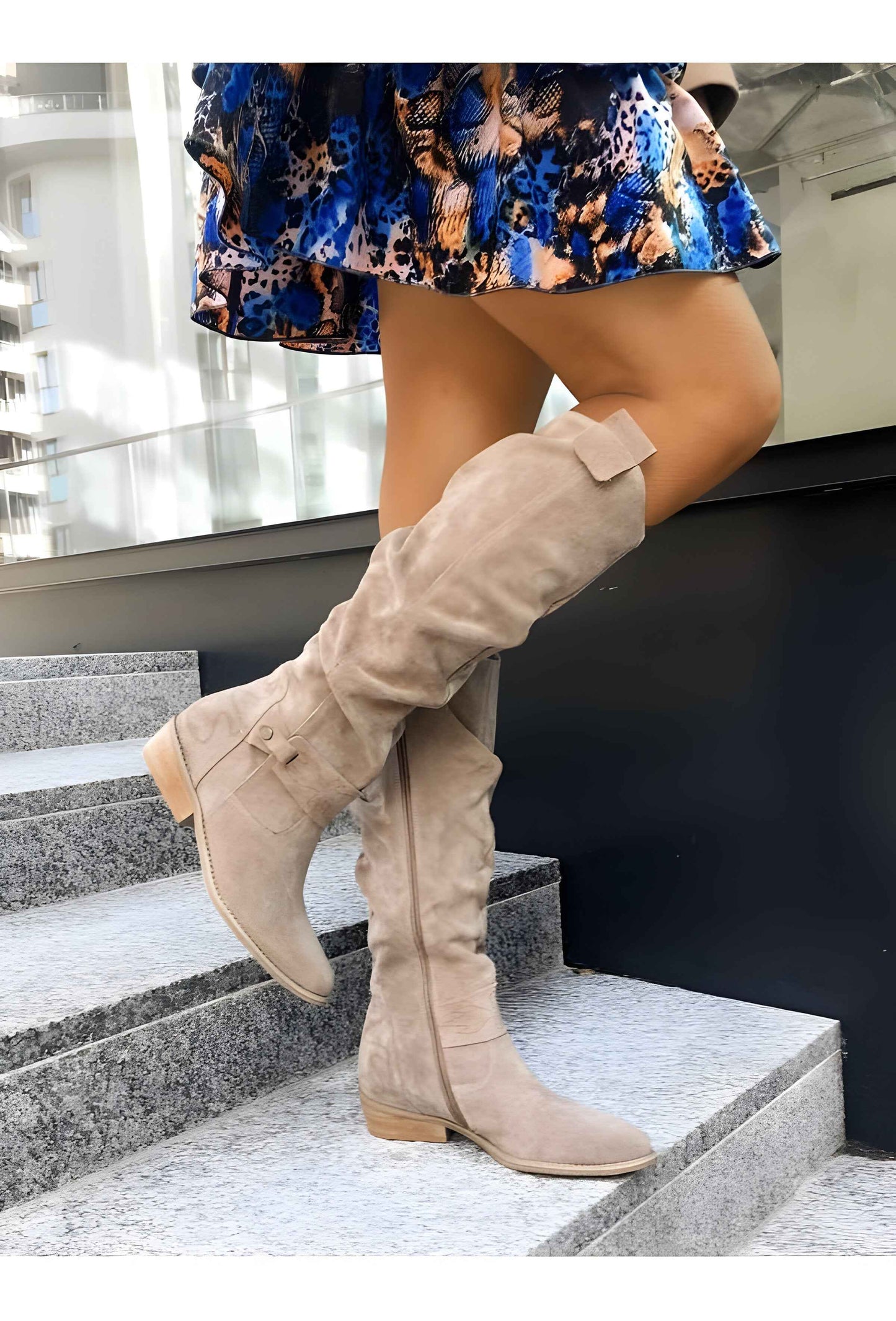 Women's Leather Knee-High Boots with Side Zipper