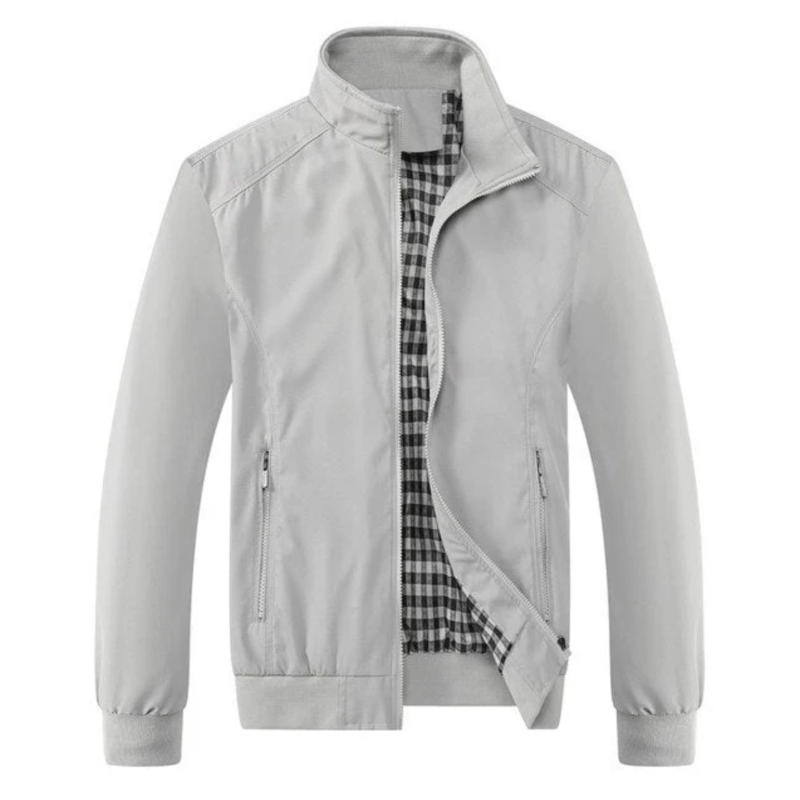 Men Bomber Jacket with Ribbed Cuffs - Navenport
