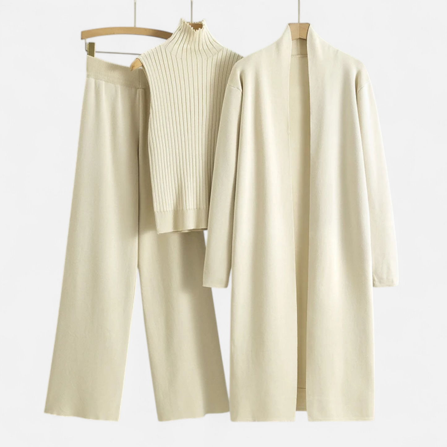 Women’s Knitted 3-Piece Cardigan Loungewear Set