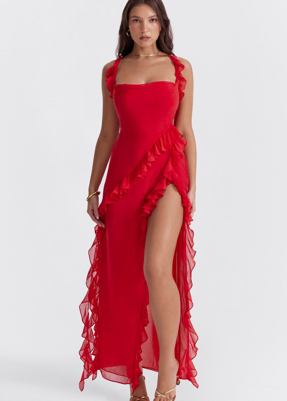 Ariela Ruffle Detail Dress