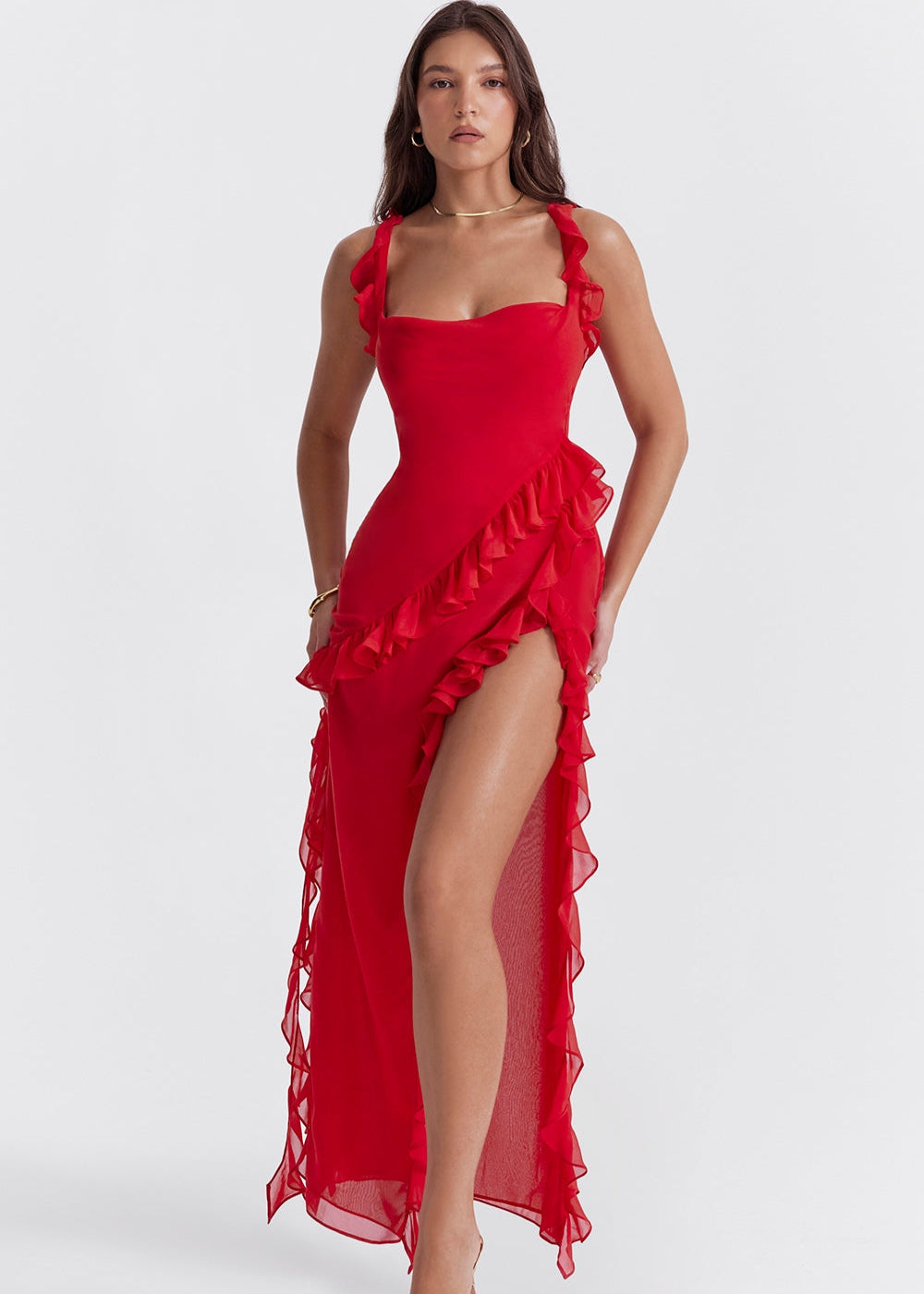 Ariela Ruffle Detail Dress