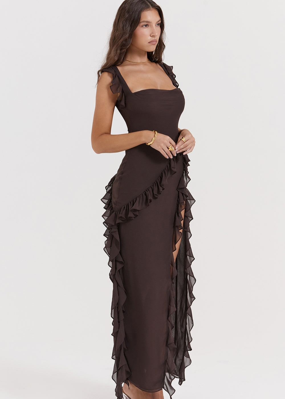 Ariela Ruffle Detail Dress