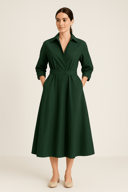 Enora Women's Cotton Shirt Dress with Relaxed Fit - Navenport