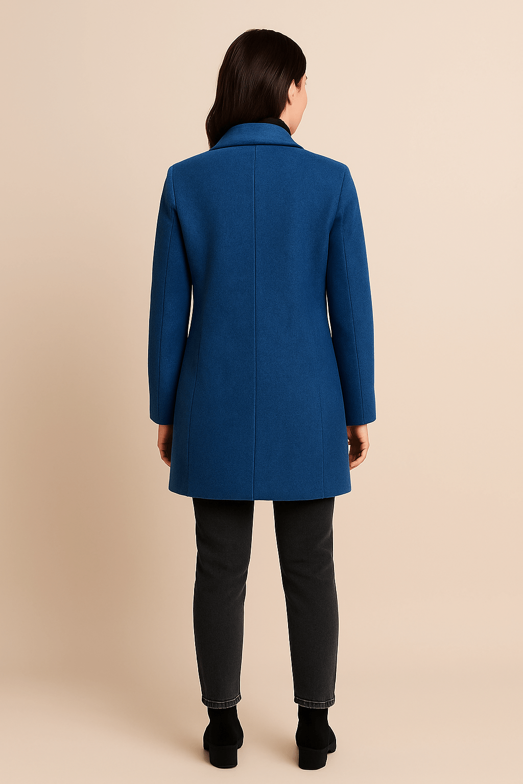 Elara Women’s Wool Blend Coat with Stand Collar and Pockets - Navenport