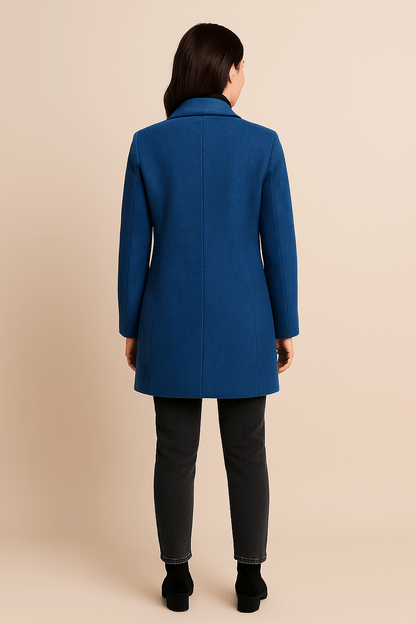 Elara Women’s Wool Blend Coat with Stand Collar and Pockets - Navenport