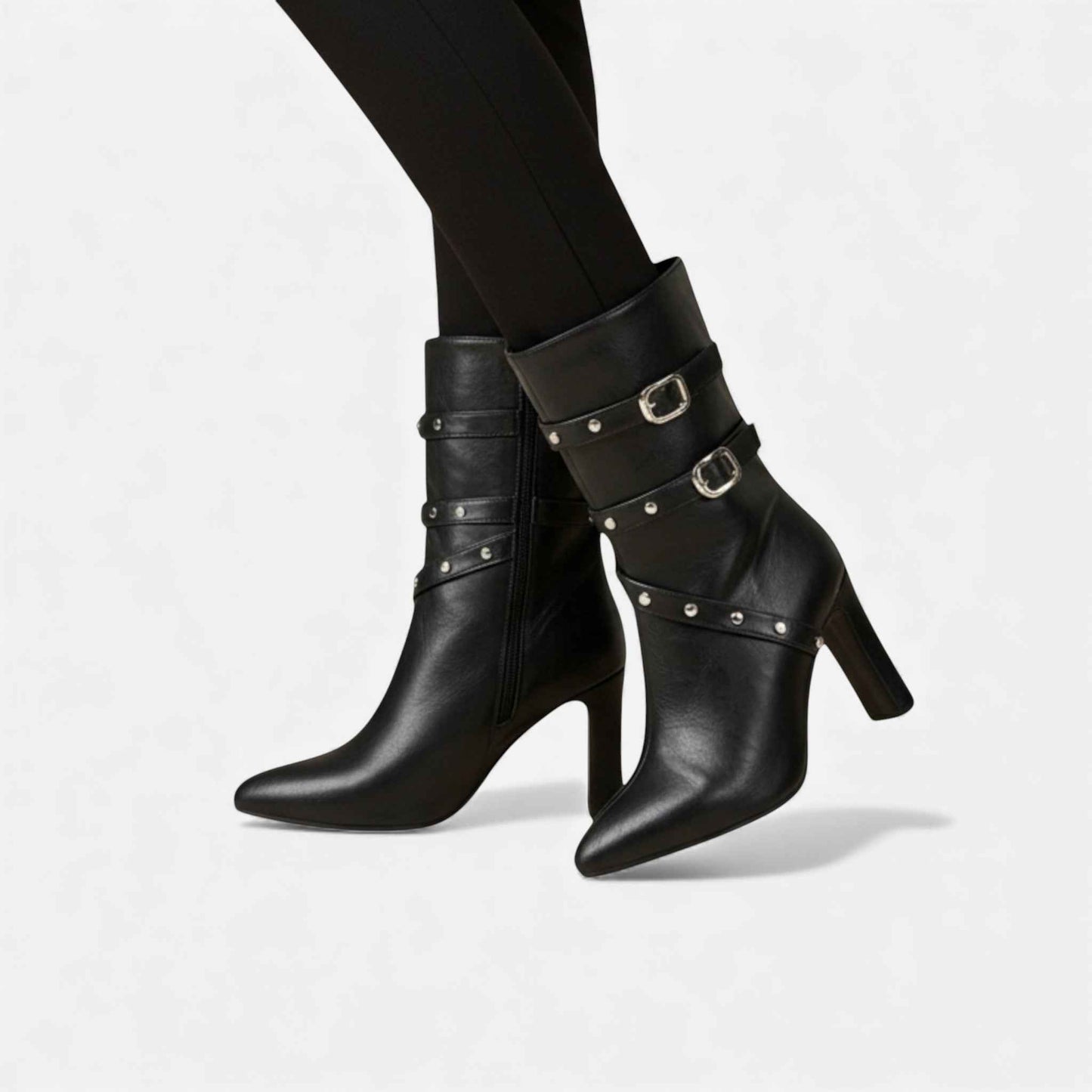 Chic Leather Pointed Toe Ankle Boots for Women – Ideal for Winter Wear