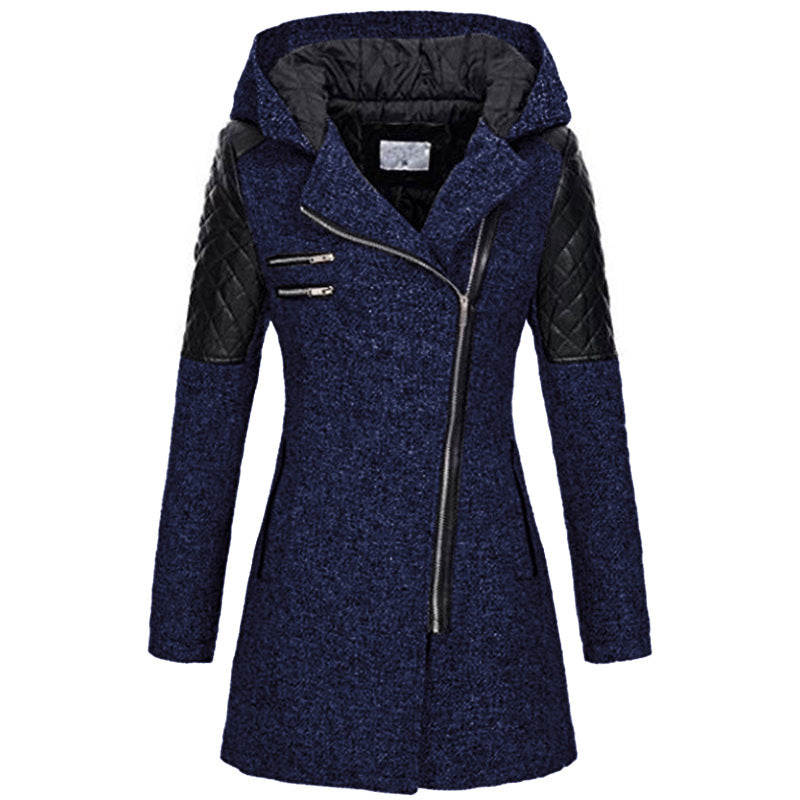 Women's Stylish Slanted Zipper Winter Jacket - Navenport