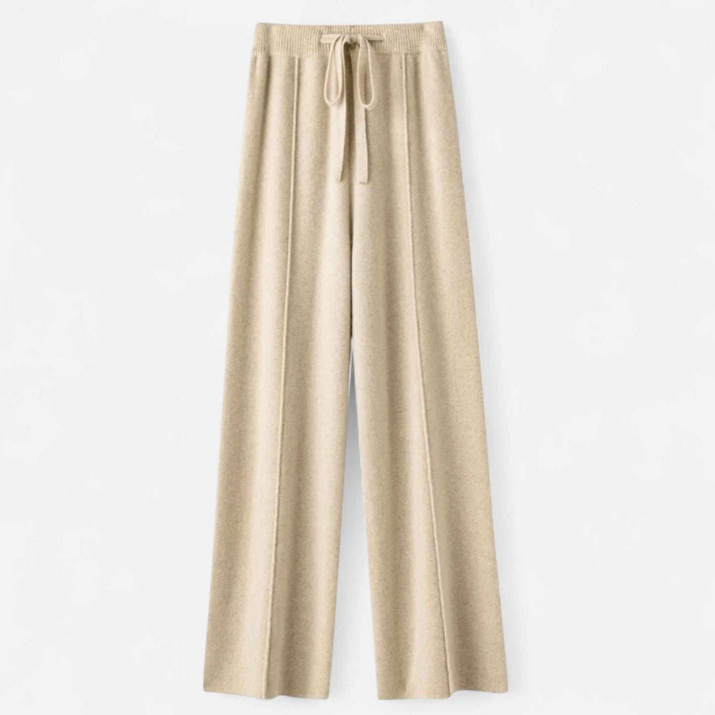 Women's Wide-Leg Knit Trousers in Pure Wool