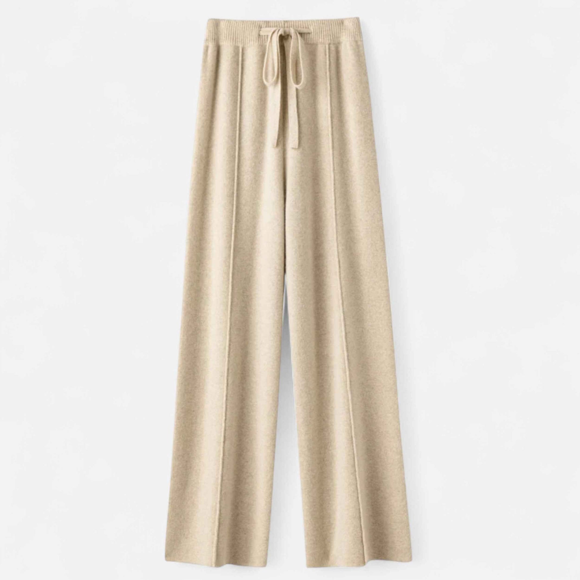 Women's Wide-Leg Knit Trousers in Pure Wool