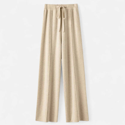 Women's Wide-Leg Knit Trousers in Pure Wool