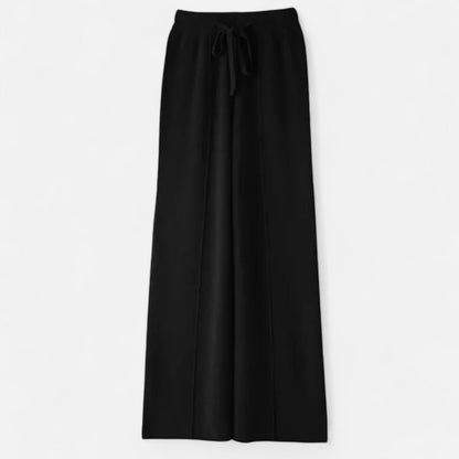 Women's Wide-Leg Knit Trousers in Pure Wool - Navenport
