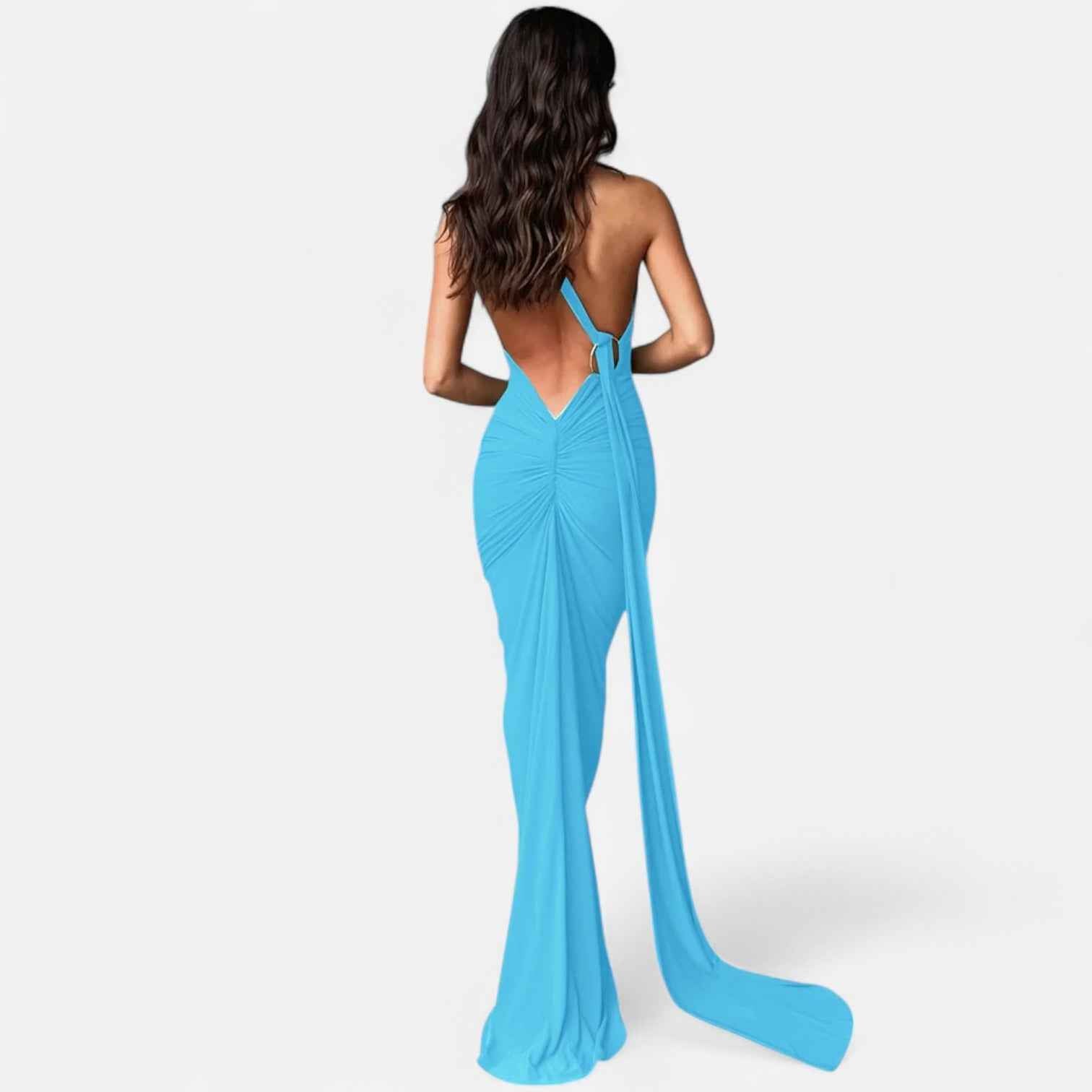 Backless Evening Dress with Scarf Tie for Women