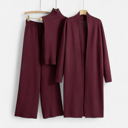 Women’s Knitted 3-Piece Cardigan Loungewear Set