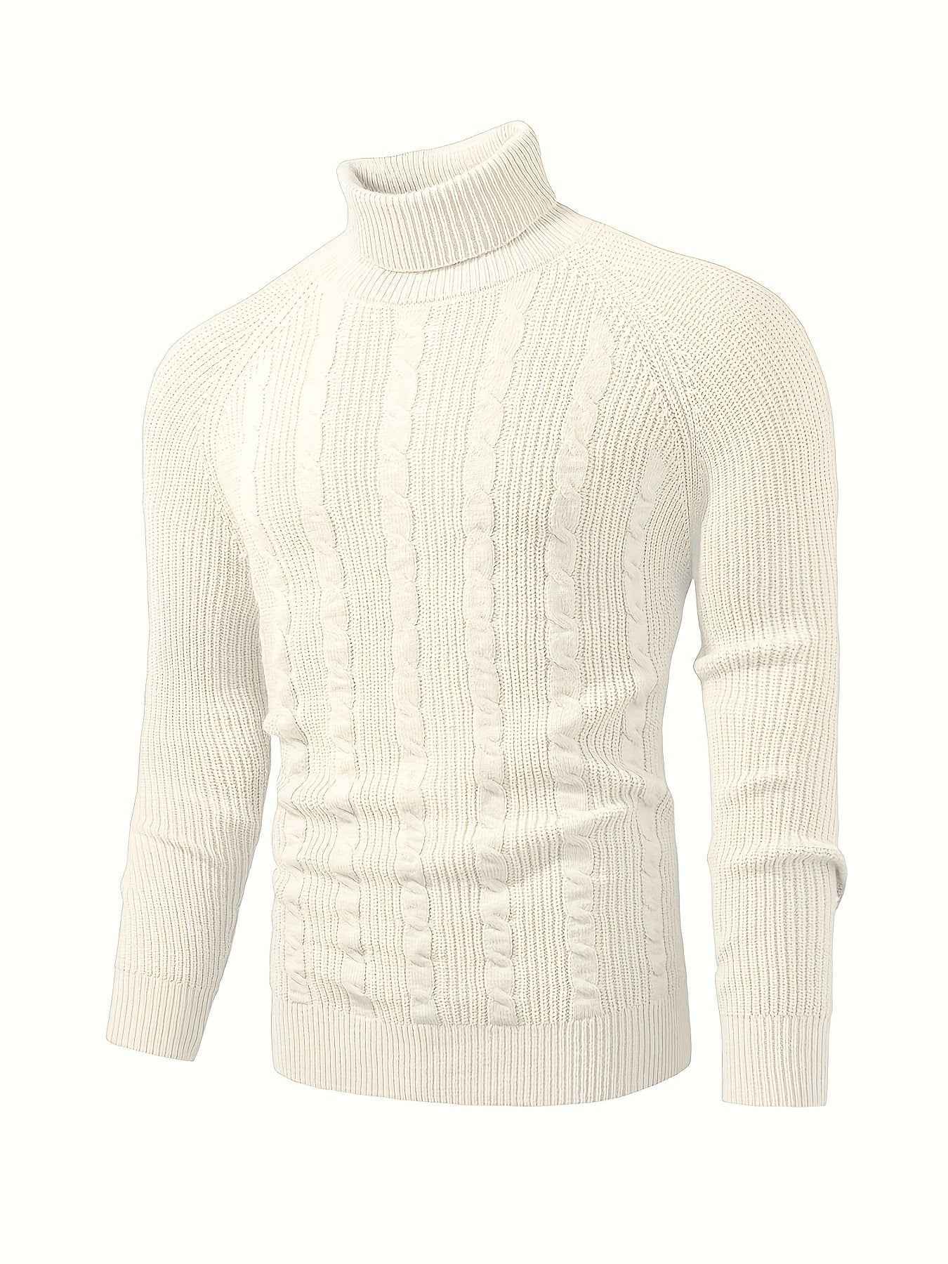 Beige Cashmere Knitted Turtleneck Sweater for Men | Perfect for Autumn/Winter