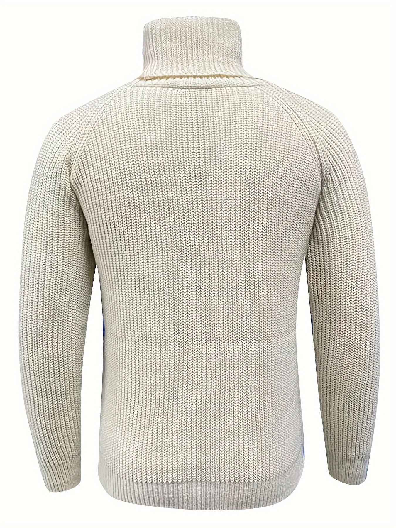 Men's Vintage Beige Turtleneck Sweater Cosy Knit Pullover | Ideal for Autumn/Winter
