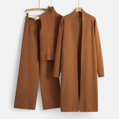 Women’s Knitted 3-Piece Cardigan Loungewear Set