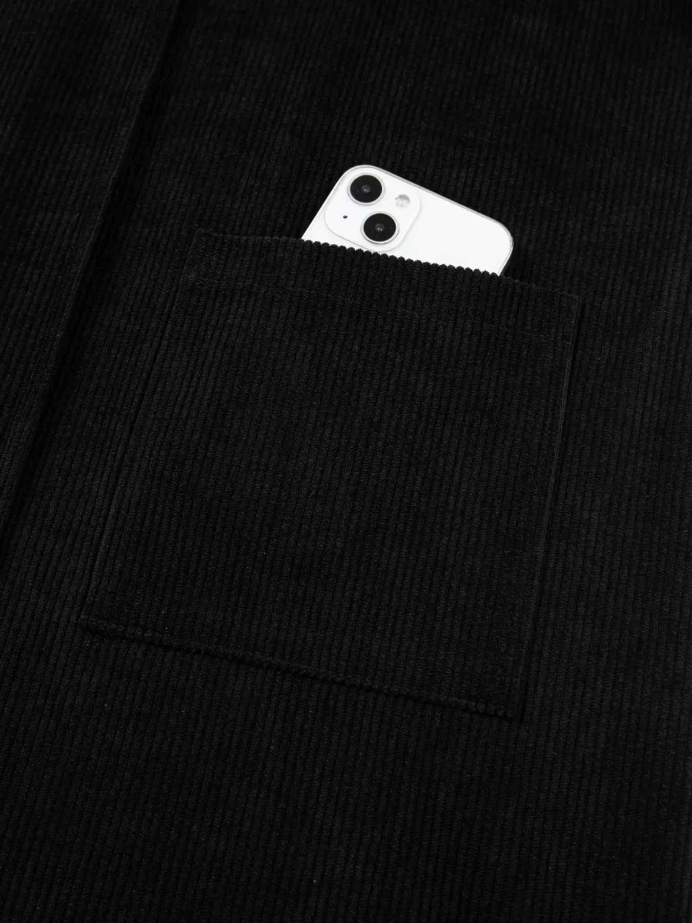 Corduroy Sleeveless Mini Dress with Patched Pockets