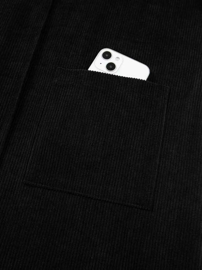 Corduroy Sleeveless Mini Dress with Patched Pockets