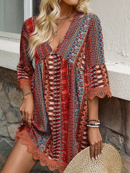 Mirela™ Bohemian Lace Trim Dress