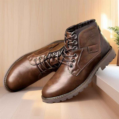 Men’s Leather Boots with Zipper