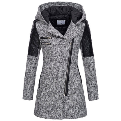 Women's Stylish Slanted Zipper Winter Jacket - Navenport
