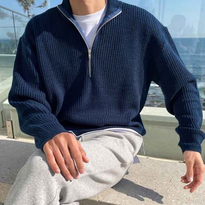 Men's Classic Half-Zip Sweater – Elegant Knitted Pullover