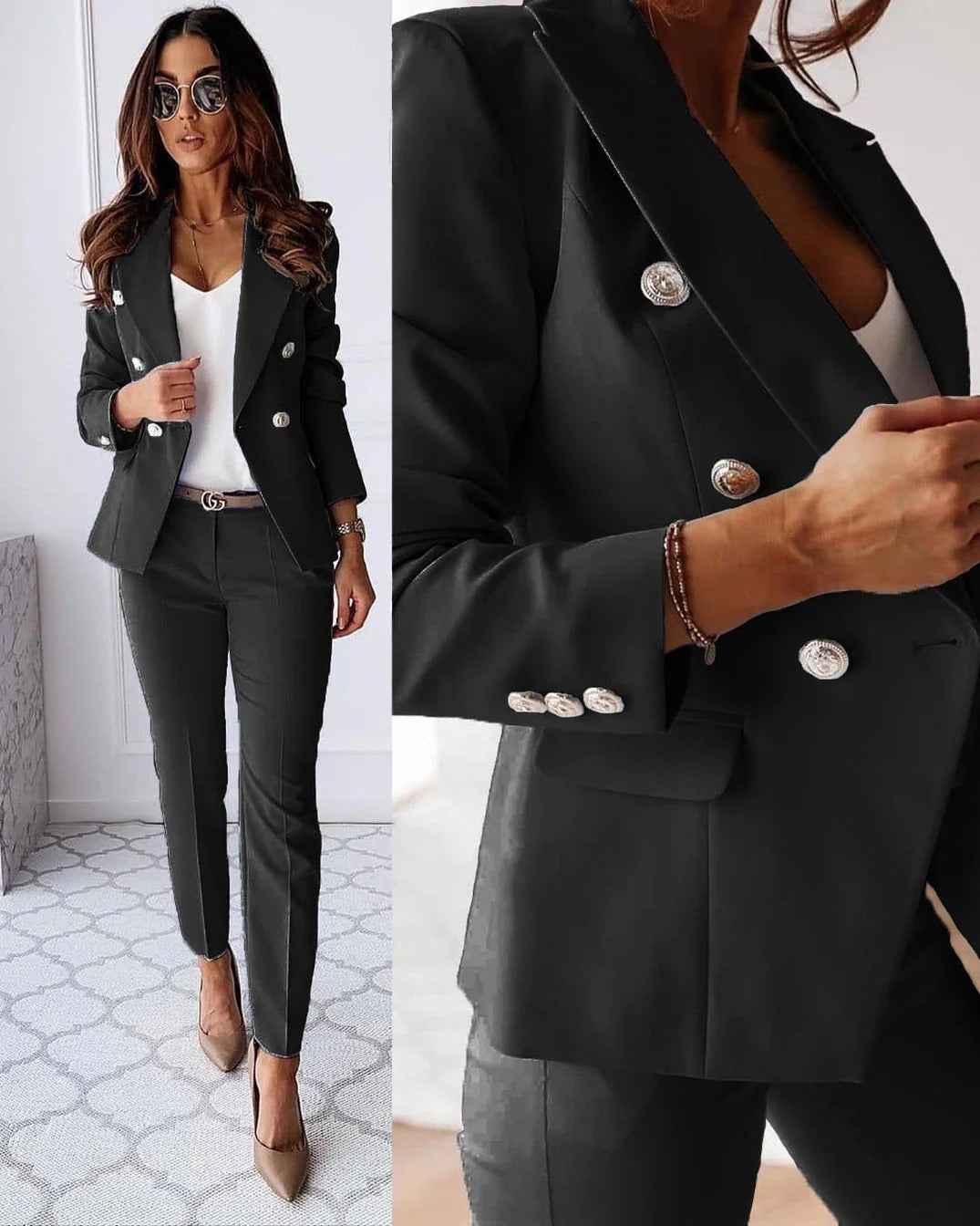 Women's Double Breast Blazer and Trouser Co-ords Set