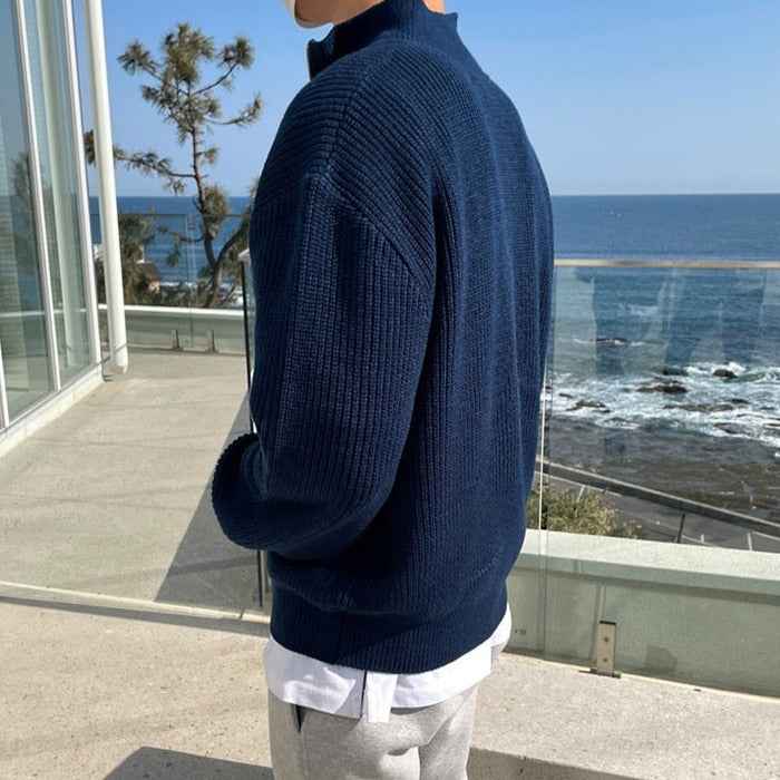 Men's Classic Half-Zip Sweater – Elegant Knitted Pullover