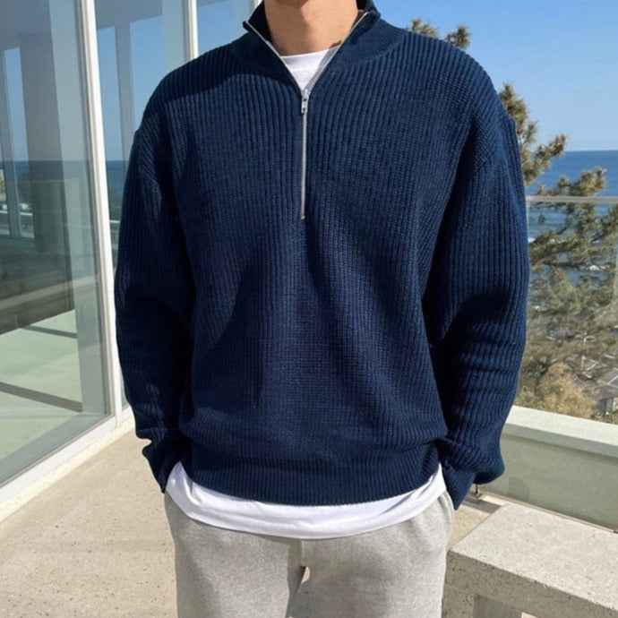 Men's Classic Half-Zip Sweater – Elegant Knitted Pullover