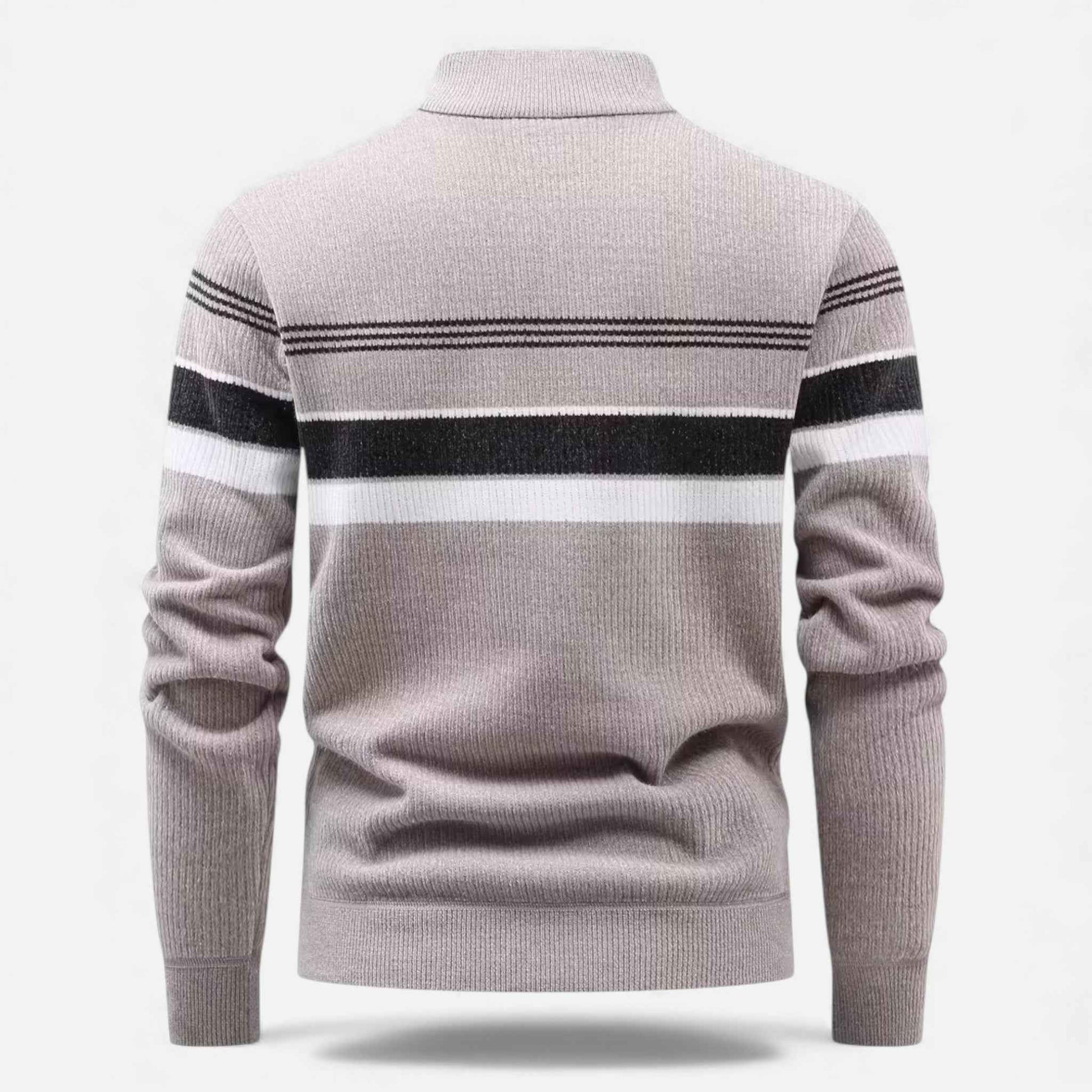 Men’s Thick Half-Zip Striped Knit Sweater