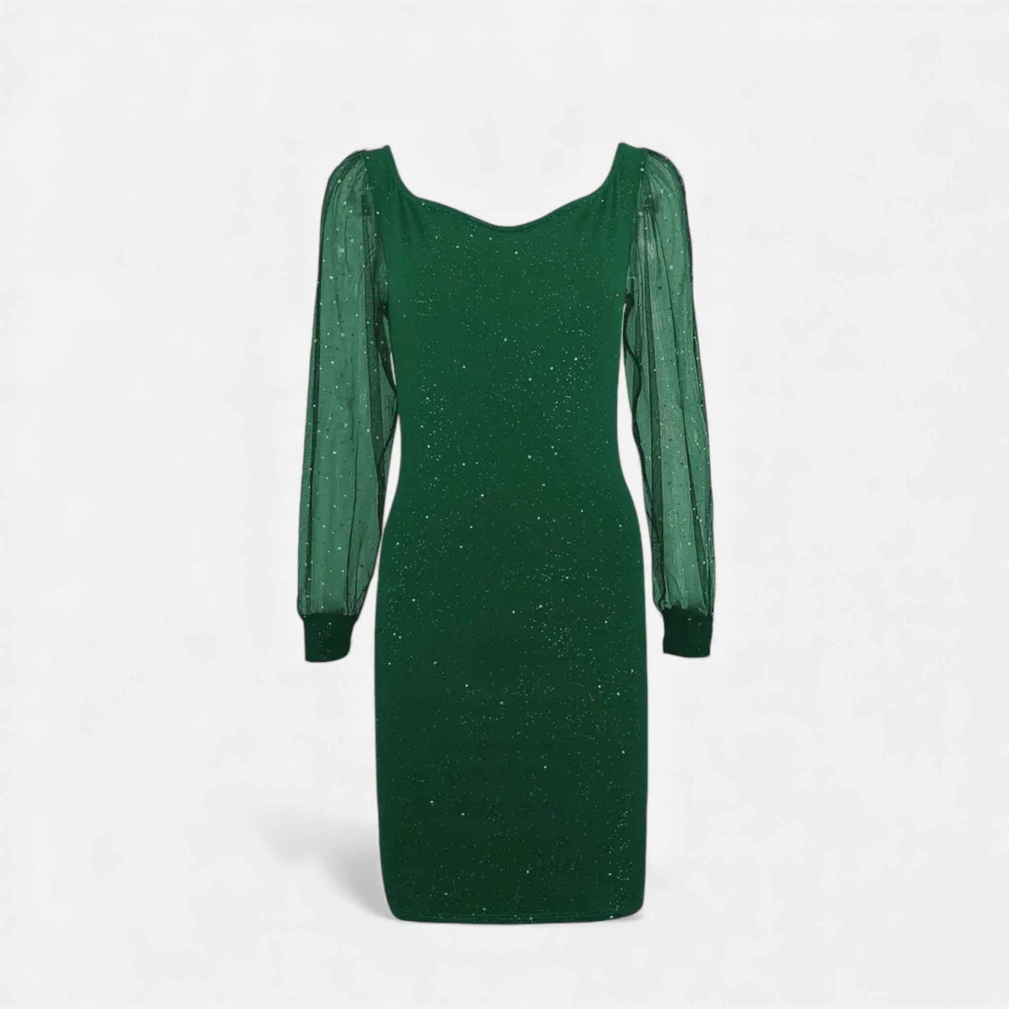 Women’s V-Neck Sequin-Embellished Mesh Dress