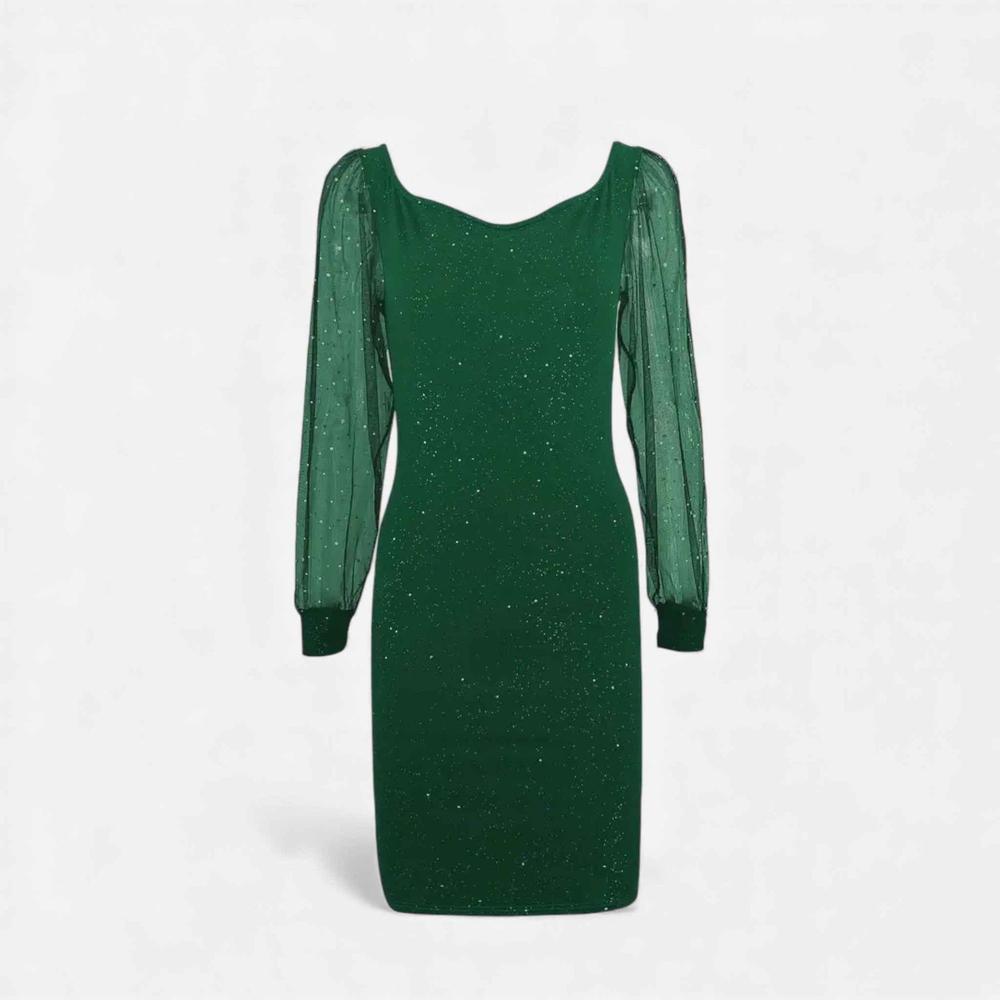 Women’s V-Neck Sequin-Embellished Mesh Dress
