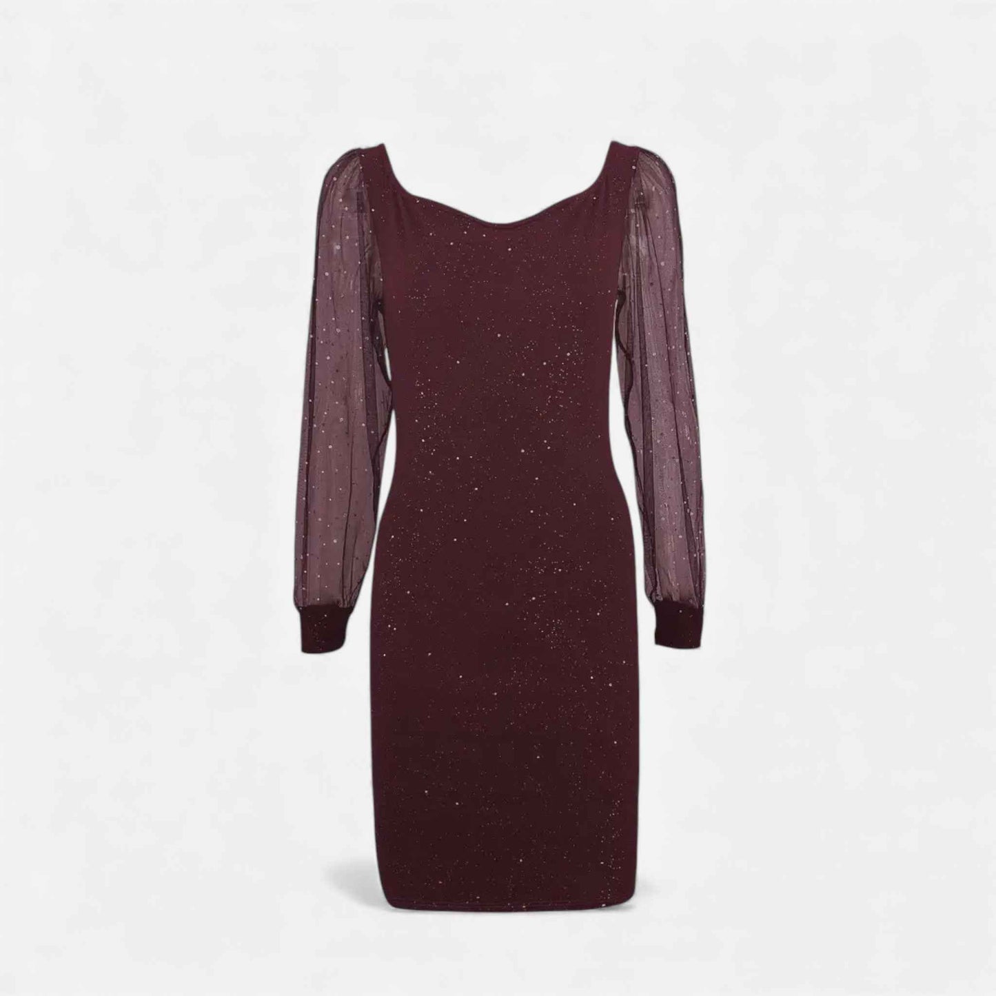 Women’s V-Neck Sequin-Embellished Mesh Dress
