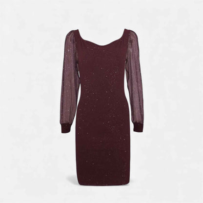 Women’s V-Neck Sequin-Embellished Mesh Dress