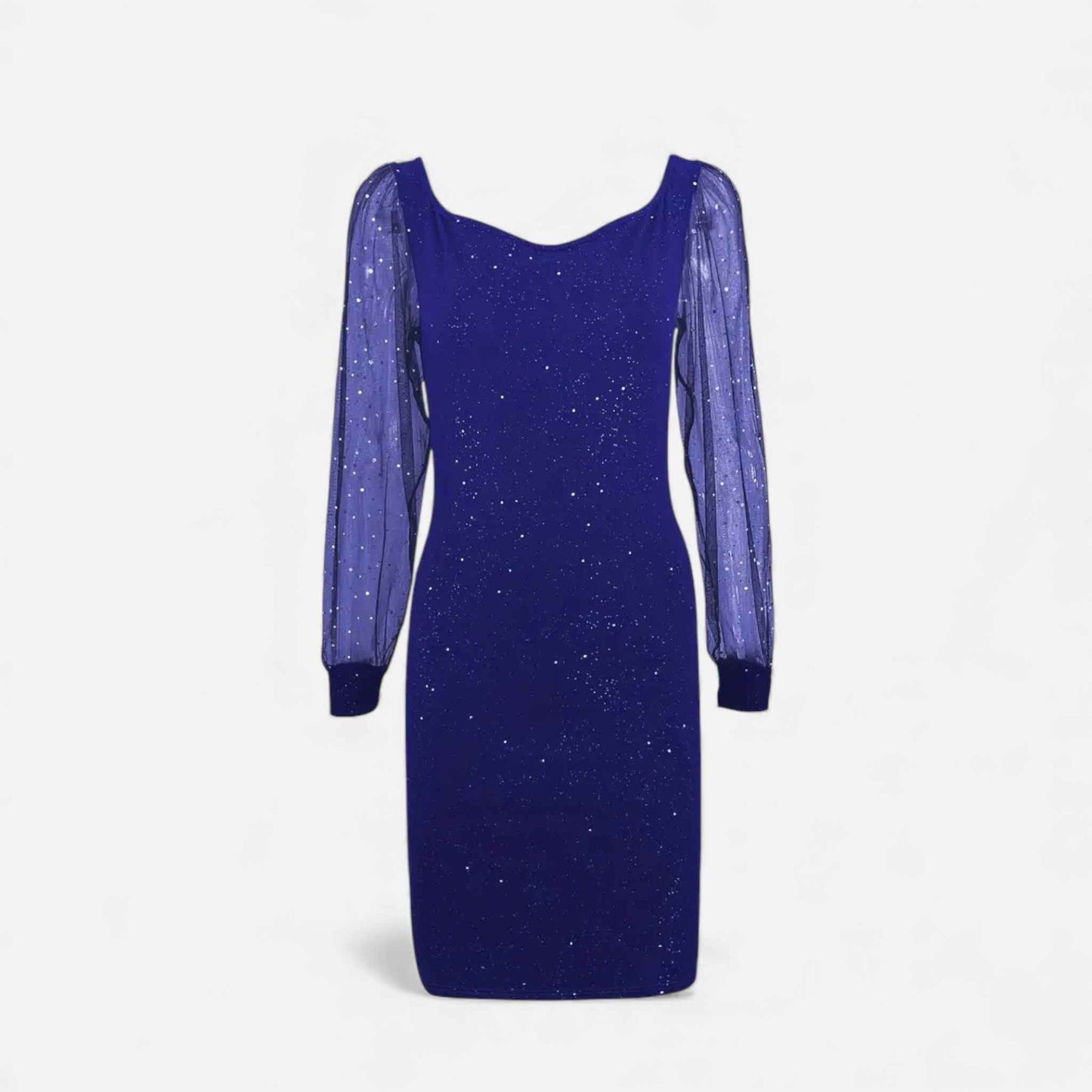 Women’s V-Neck Sequin-Embellished Mesh Dress