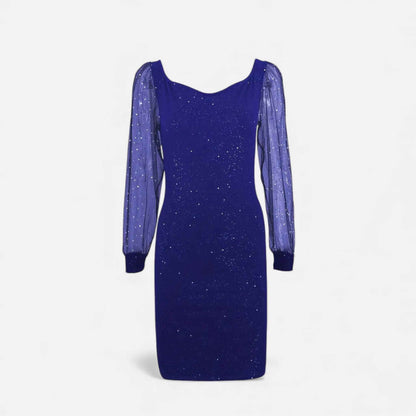 Women’s V-Neck Sequin-Embellished Mesh Dress