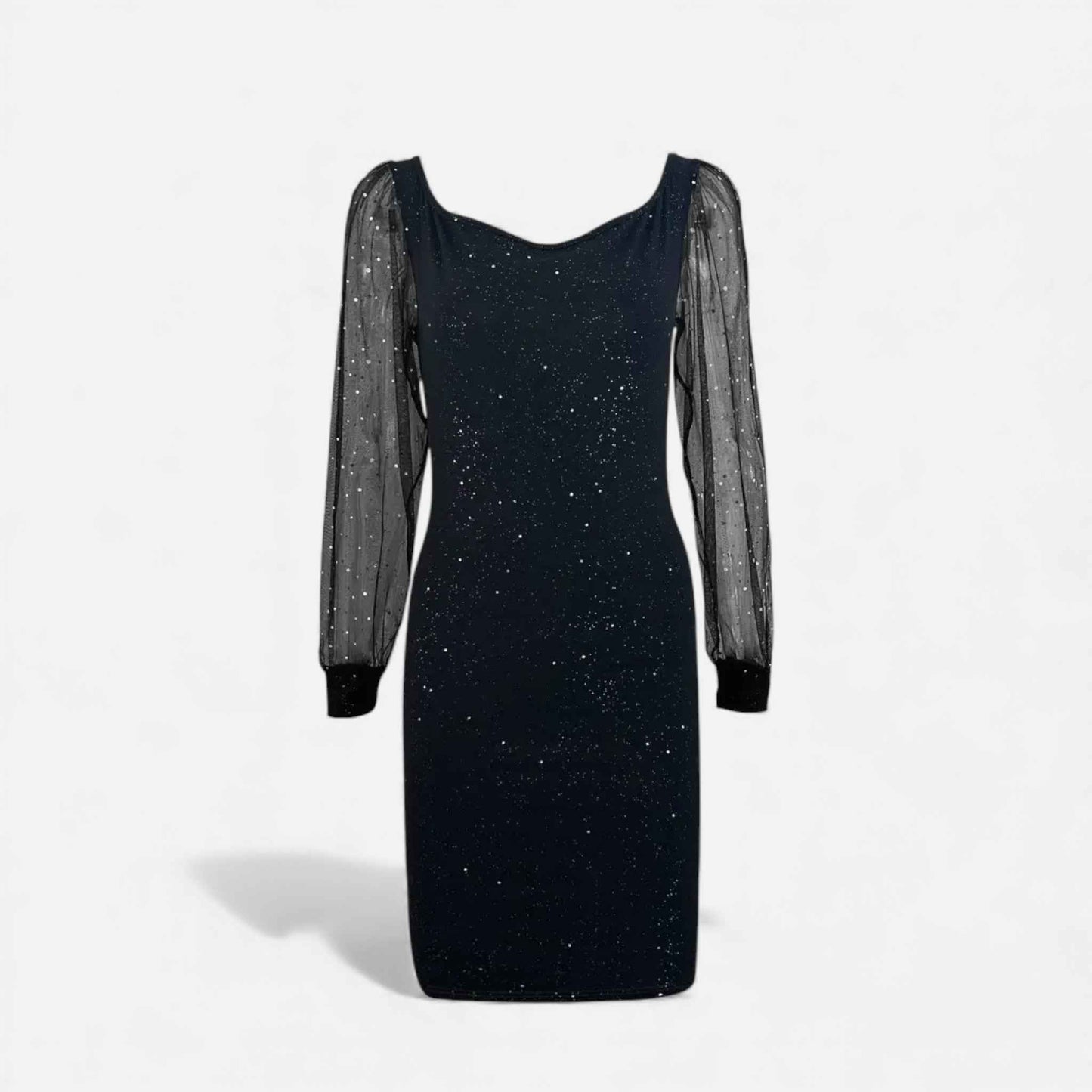 Women’s V-Neck Sequin-Embellished Mesh Dress