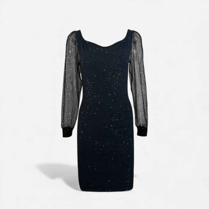 Women’s V-Neck Sequin-Embellished Mesh Dress