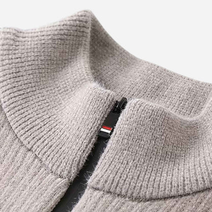 Men’s Thick Half-Zip Striped Knit Sweater