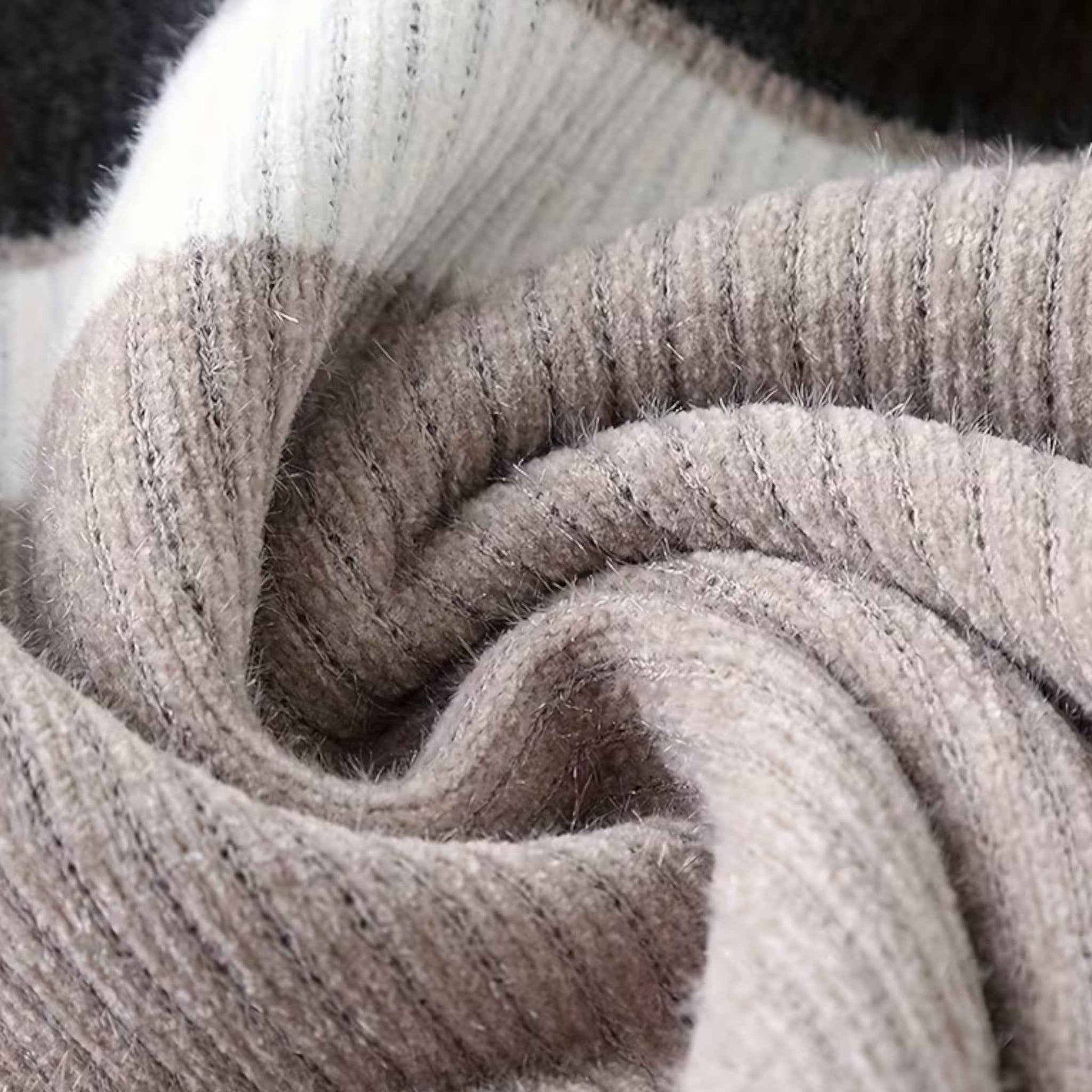 Men’s Thick Half-Zip Striped Knit Sweater