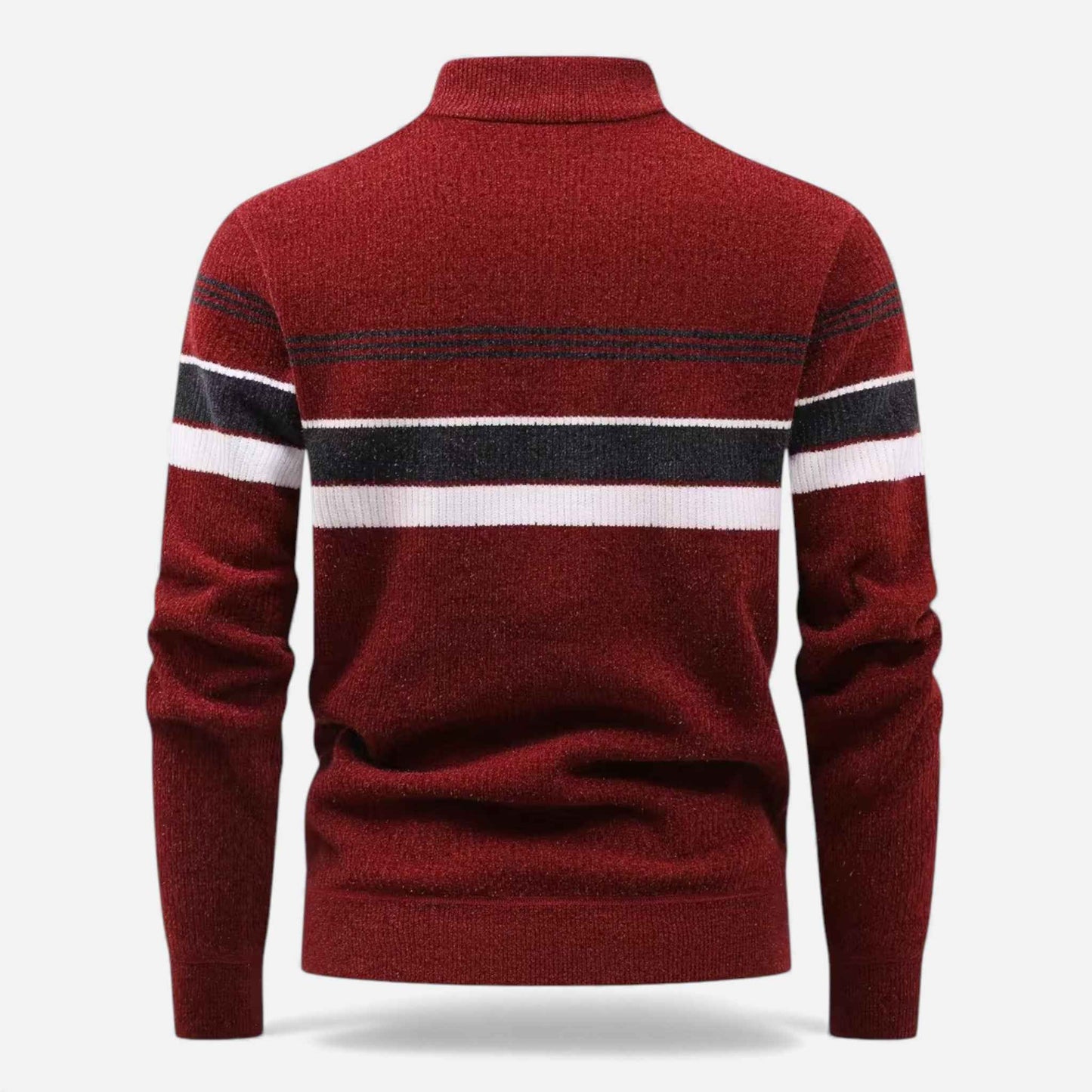 Men’s Thick Half-Zip Striped Knit Sweater