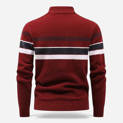 Men’s Thick Half-Zip Striped Knit Sweater